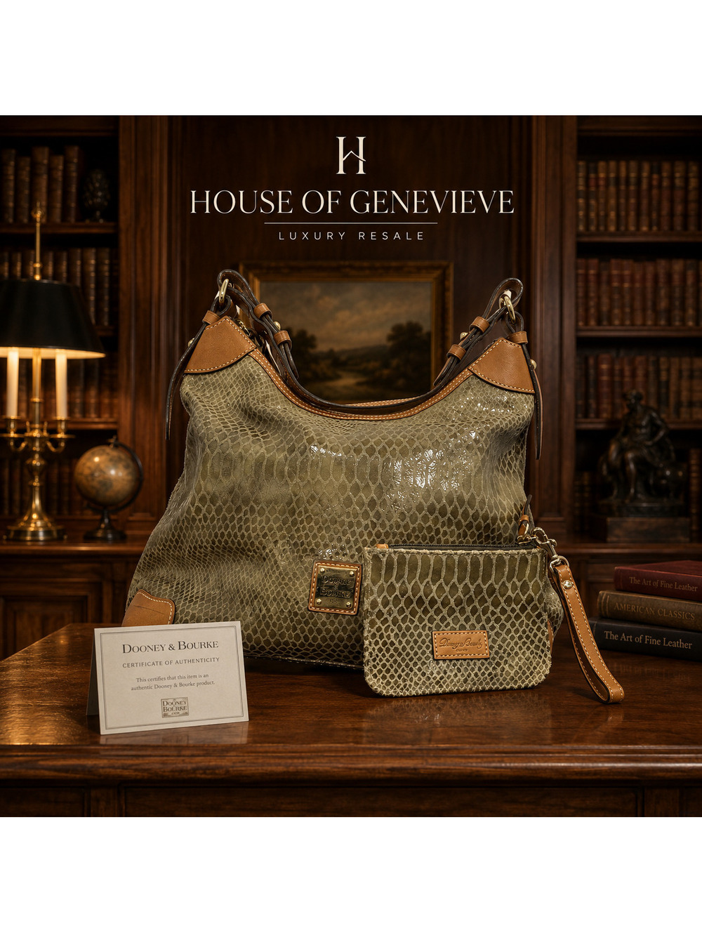 Dooney and Bourke Snake-Print Shoulder Bag with Matching Pouch